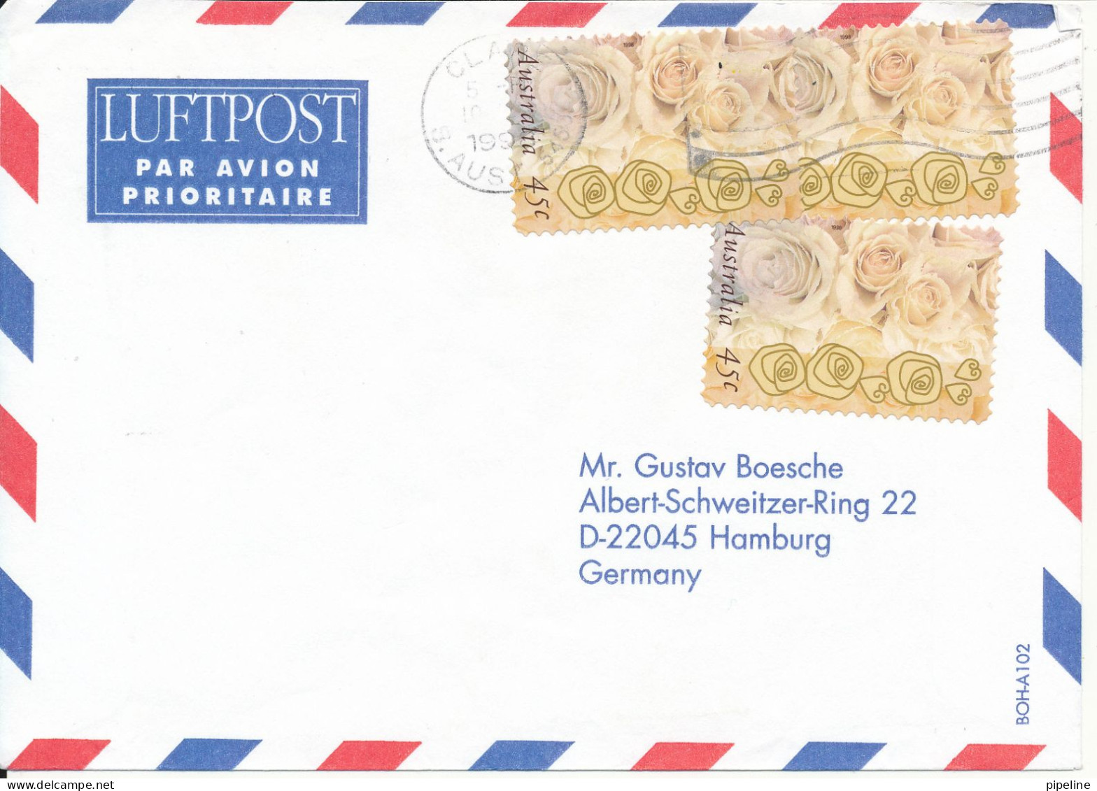 Australia Air Mail Cover Sent To Germany 1998 - Covers & Documents