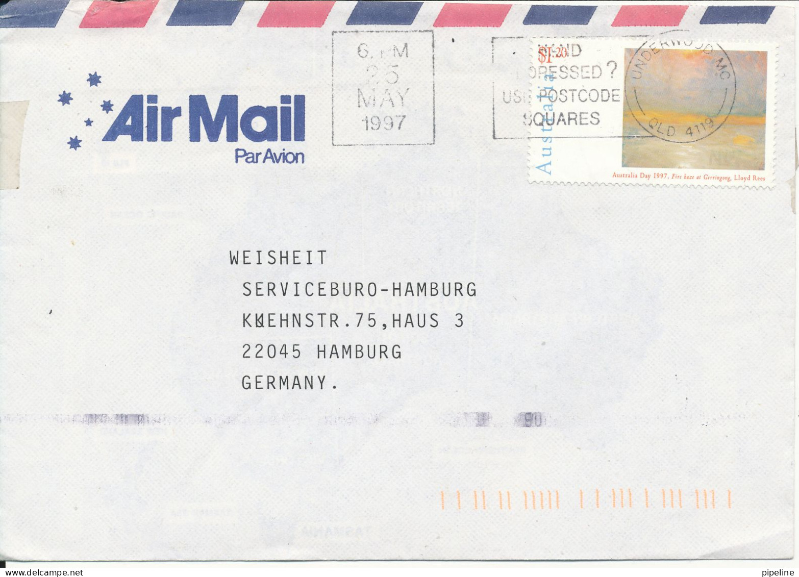 Australia Air Mail Cover Sent To Germany 25-5-1997 Single Franked - Brieven En Documenten