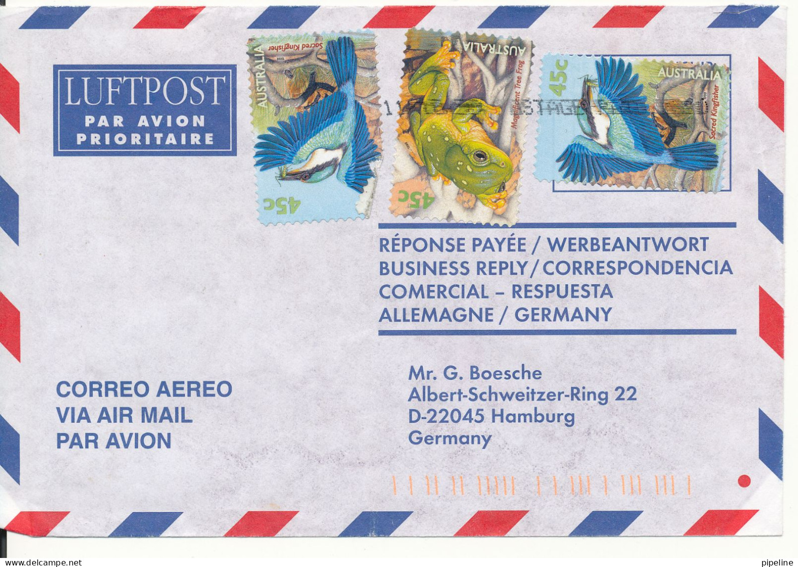 Australia Air Mail Cover Sent To Germany Topic Stamps FROG And BIRD - Brieven En Documenten