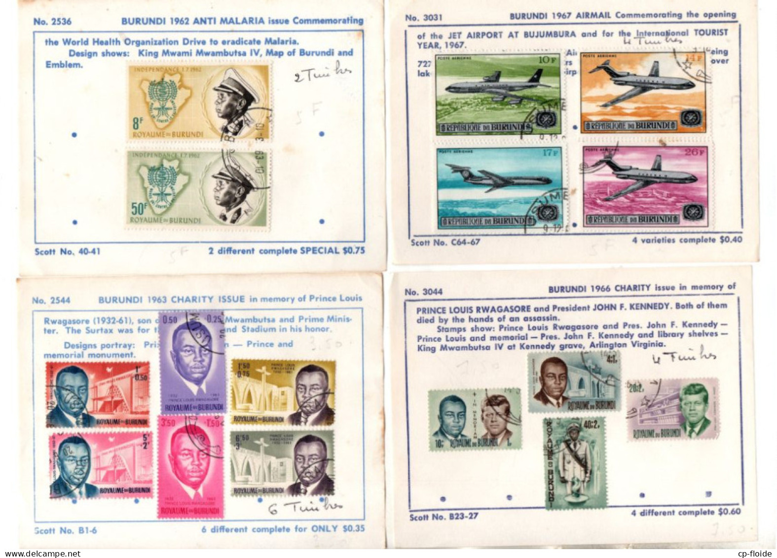 16 TIMBRES. BURUNDI . PRINCE LOUIS RWAGASORE, J.F. KENNEDY . AIRMAIL 1967 . INDÉPENDANCE 1962 - Réf. N°901T - - Unused Stamps