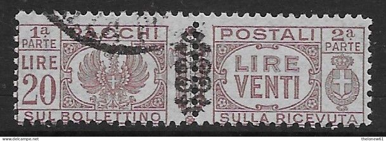 Italia Italy 1945 Luogotenenza Pacchi Postali Con Fregi L20 Sa N.PP59 US - Postal Parcels