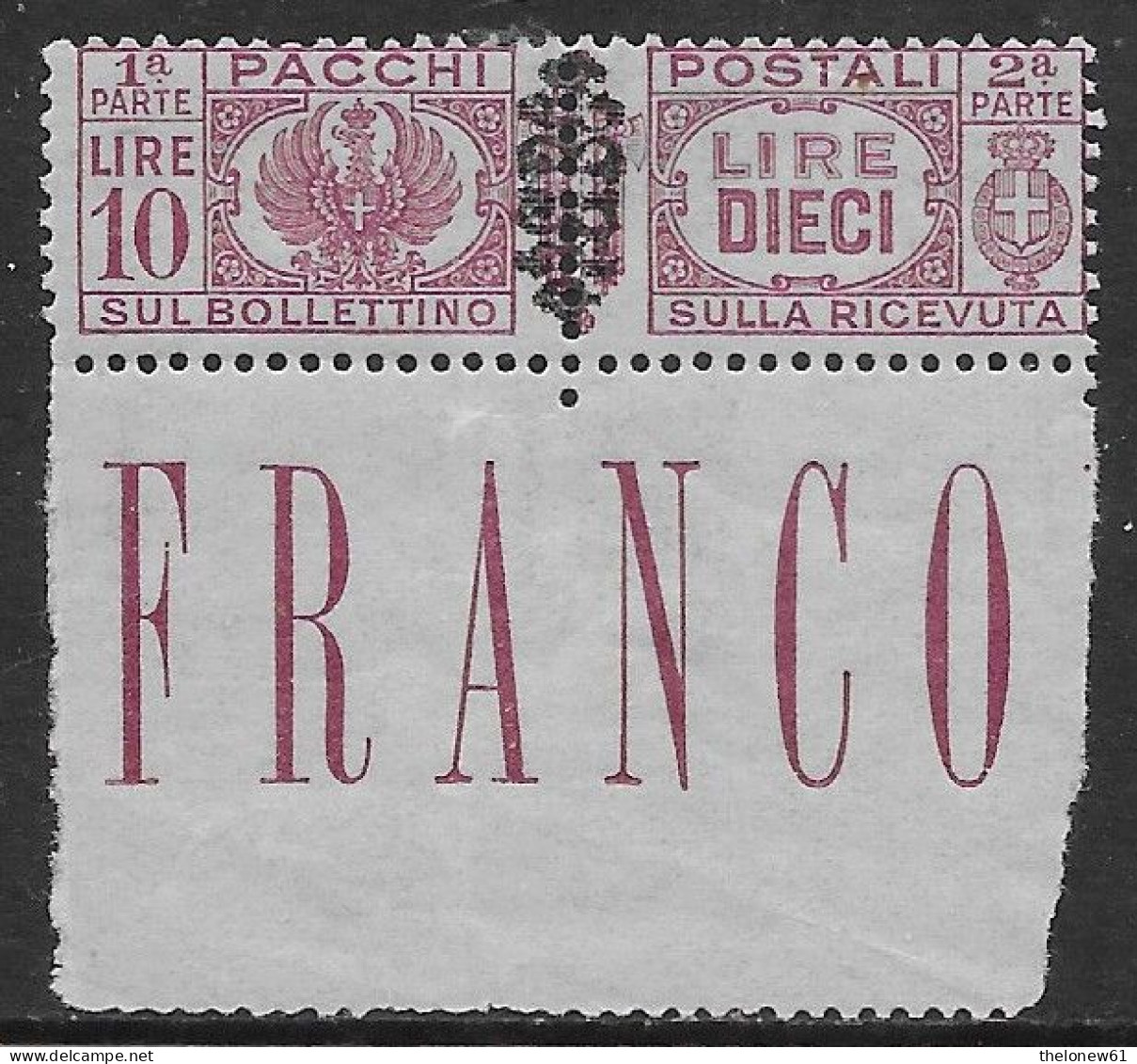 Italia Italy 1945 Luogotenenza Pacchi Postali Con Fregi L10 Bordo Sa N.PP58 Nuovo Integro MNH ** - Postpaketten