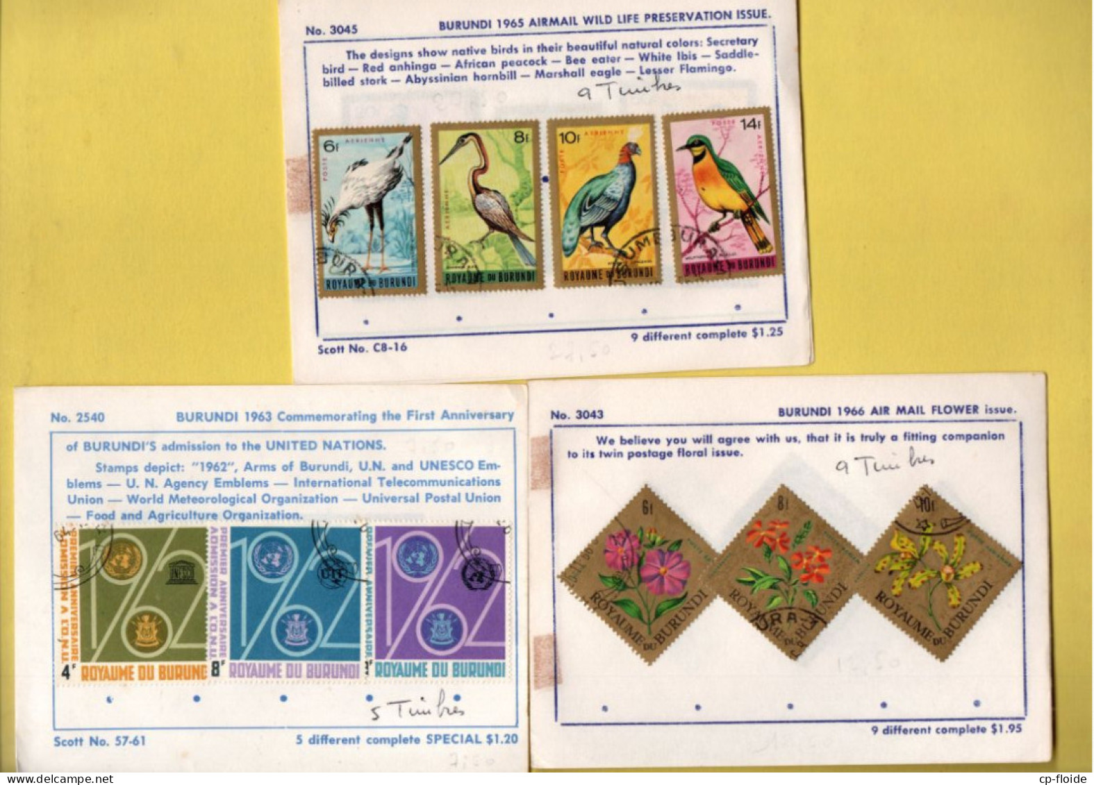 24 TIMBRES. BURUNDI . FLEURS AIRMAIL 1966 . OISEAUX AIRMAIL 1965 .ANNIVESAIRE INDÉPENDANCE 1963 - Réf. N°902T - - Neufs