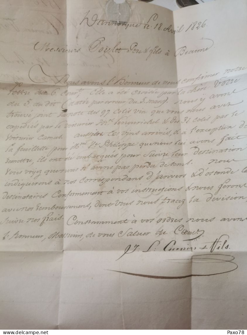 Lettre, 1826 Oblitéré Dunkerque 57 - 1801-1848: Précurseurs XIX