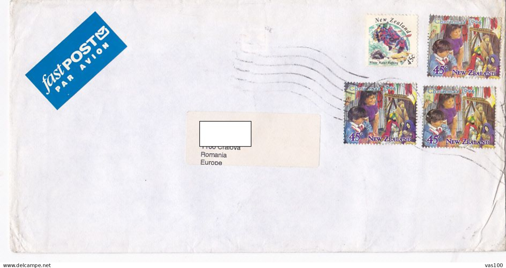 RAFTING, CHRISTMAS, STAMPS ON COVER, 1994, NEW ZEELAND - Lettres & Documents