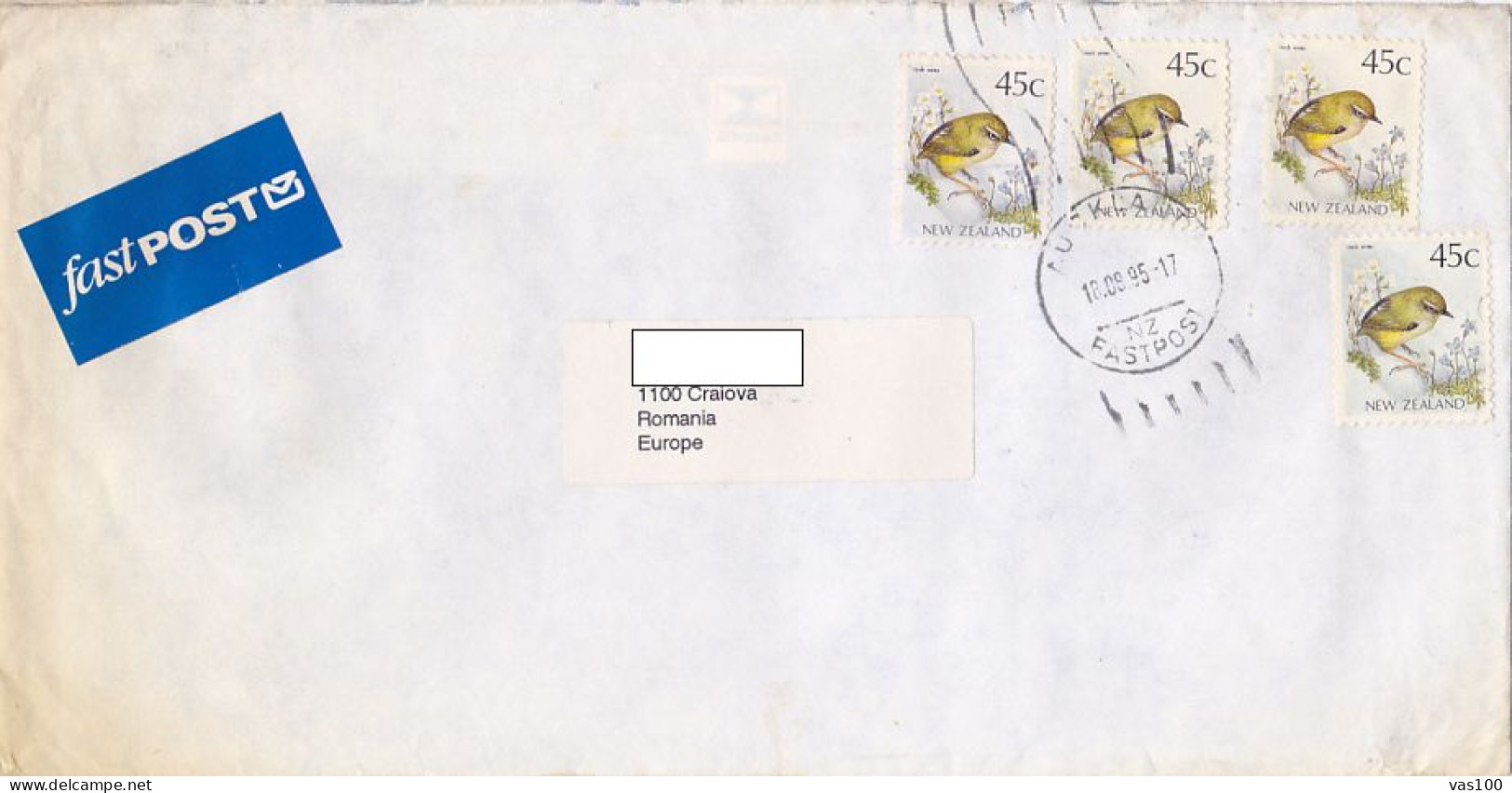 ROCK WREN BIRD, STAMPS ON COVER, 1995, NEW ZEELAND - Brieven En Documenten