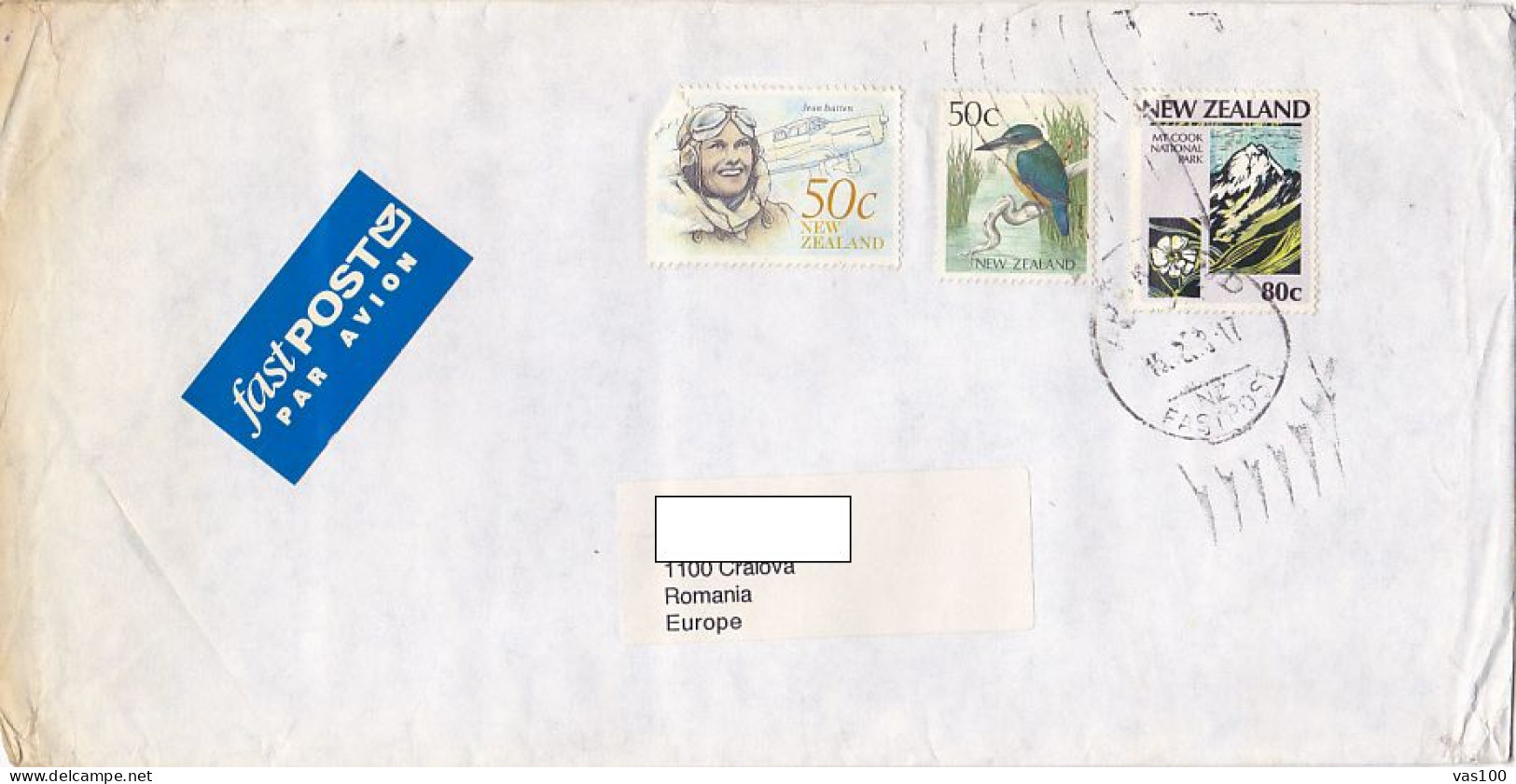 JEAN BATTEN, PILOT, PLANE, KINGFISHER BIRD, PARK, STAMPS ON COVER, 1998, NEW ZEELAND - Cartas & Documentos