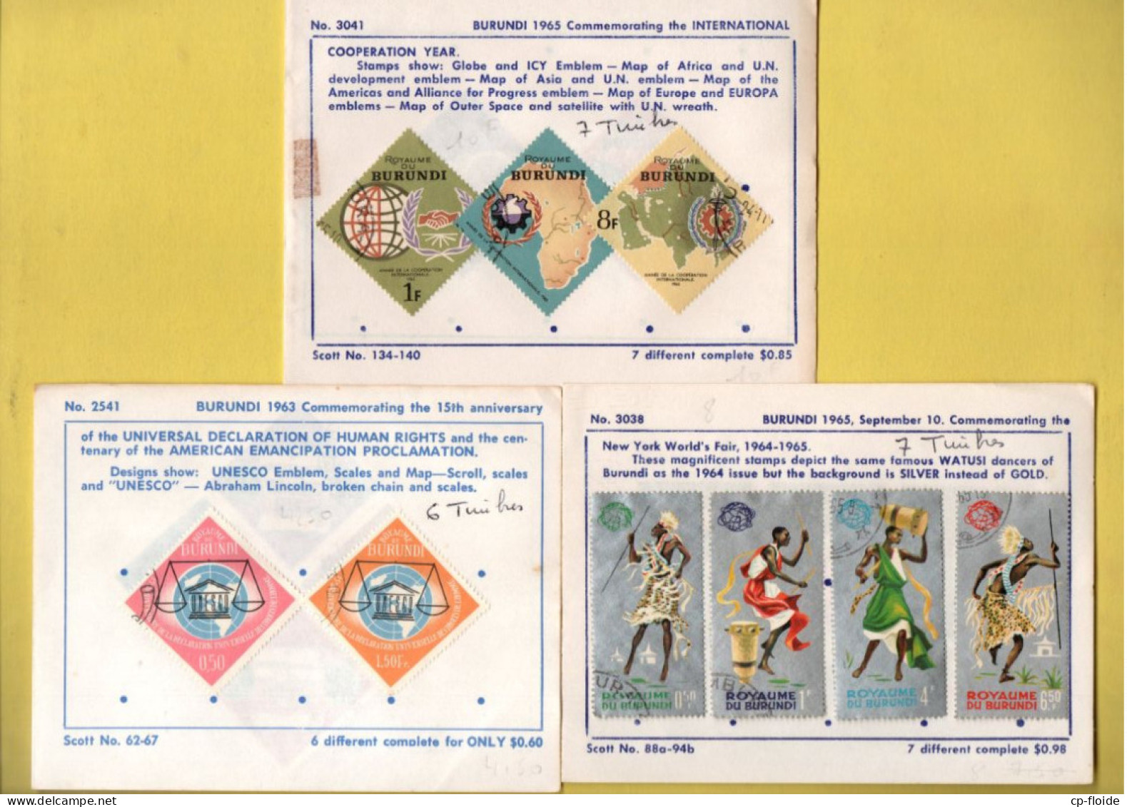 20 TIMBRES . BURUNDI . DANCES OF THE FAMOUS GIANT WATUSI WARRIORS. COMMÉMORATION - Réf. N°903T - - Unused Stamps