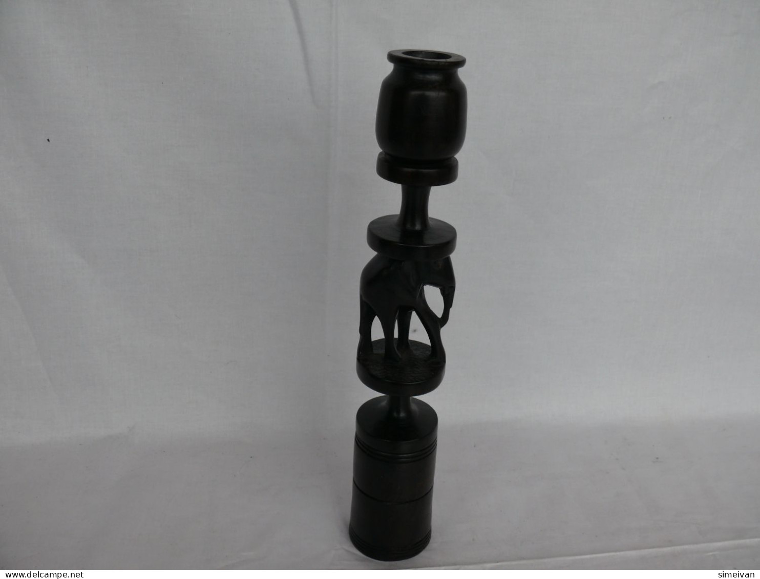 BEAUTIFUL WOODEN AFRICAN HAND CARVED ELEPHANT CANDLESTICK HOLDER #1629 - Chandeliers, Candelabras & Candleholders