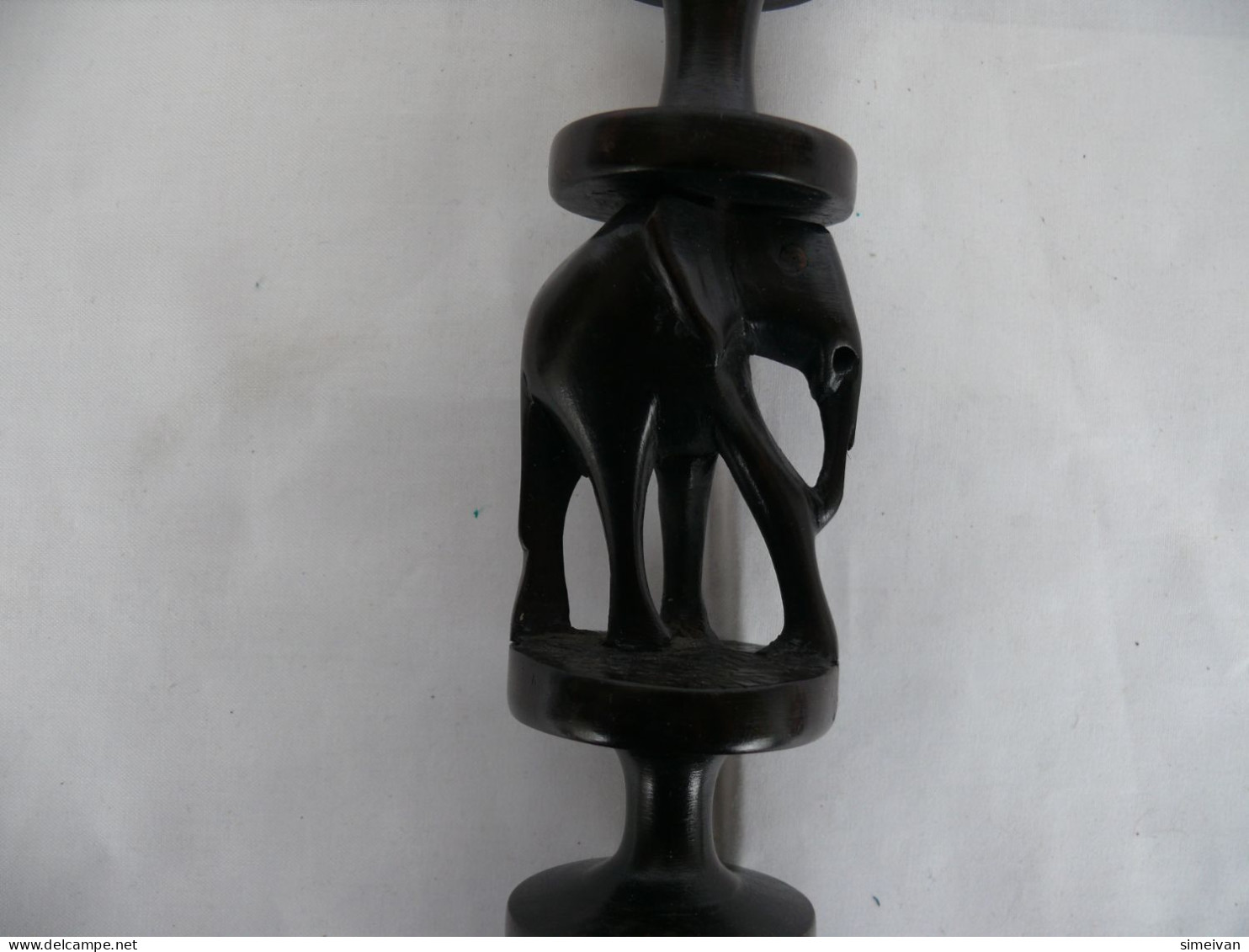 BEAUTIFUL WOODEN AFRICAN HAND CARVED ELEPHANT CANDLESTICK HOLDER #1629 - Chandeliers, Candelabras & Candleholders