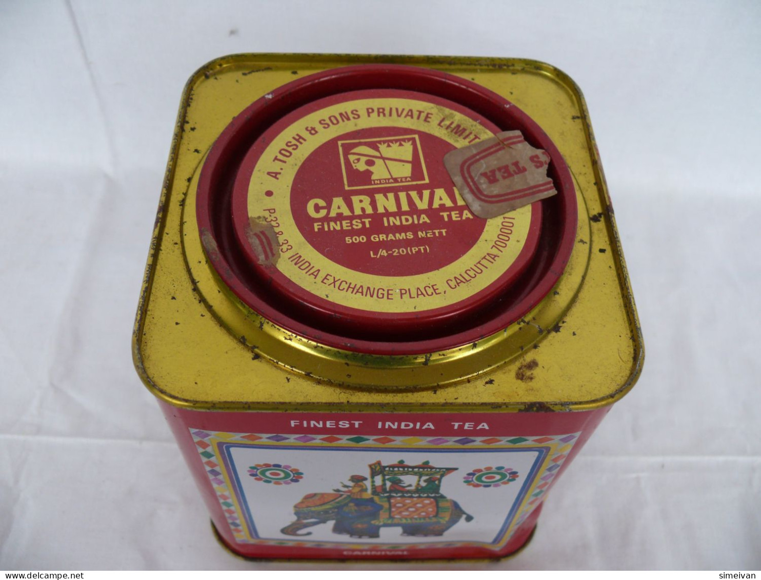 Vintage Old India Tosh's Carnival Tea Tin Metal Box #1633 - Tin