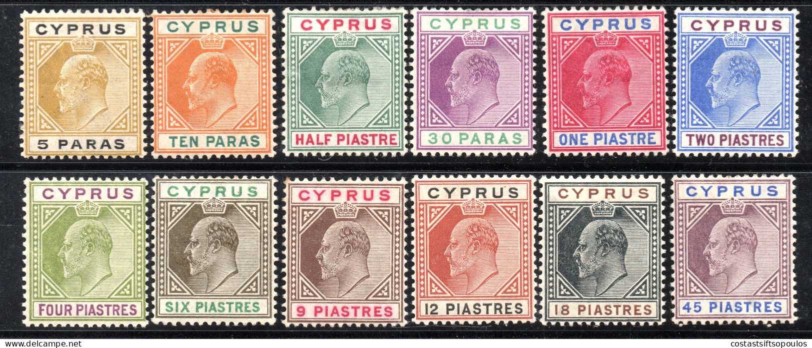 1743. CYPRUS, 1904-1910 KING EDWARD VII S.G.60--71 MH - Cyprus (...-1960)