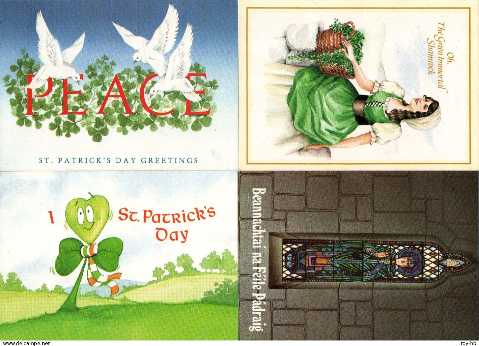 1989 St. Patrick's Day Posrcards, 4 Diff. With "SAMPLE" Overprint In Pink On The Reverse. FAI P80, 82-84. - Enteros Postales