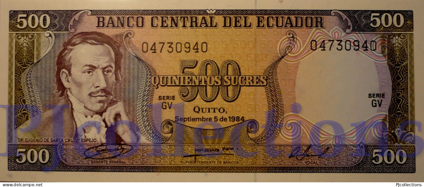 ECUADOR 500 SUCRES 1984 PICK 124a UNC - Equateur