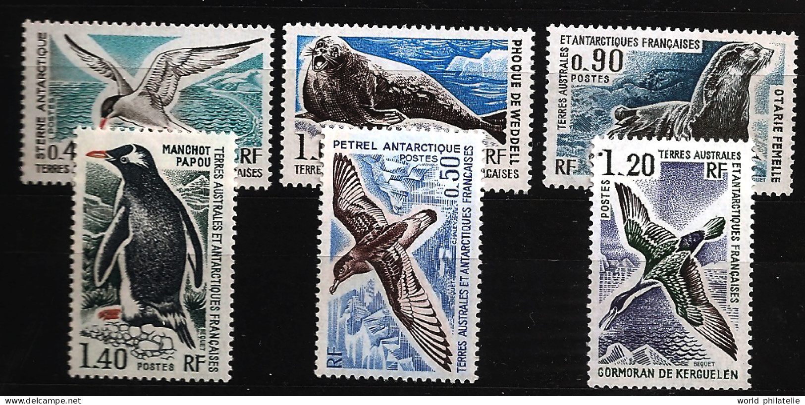 TAAF Terres Australes 1976 N° 55 / 60 ** Oiseaux, Pétrel, Sterne, Otarie, Phoque De Weddel, Cormoran, Manchot, Kerguelen - Neufs