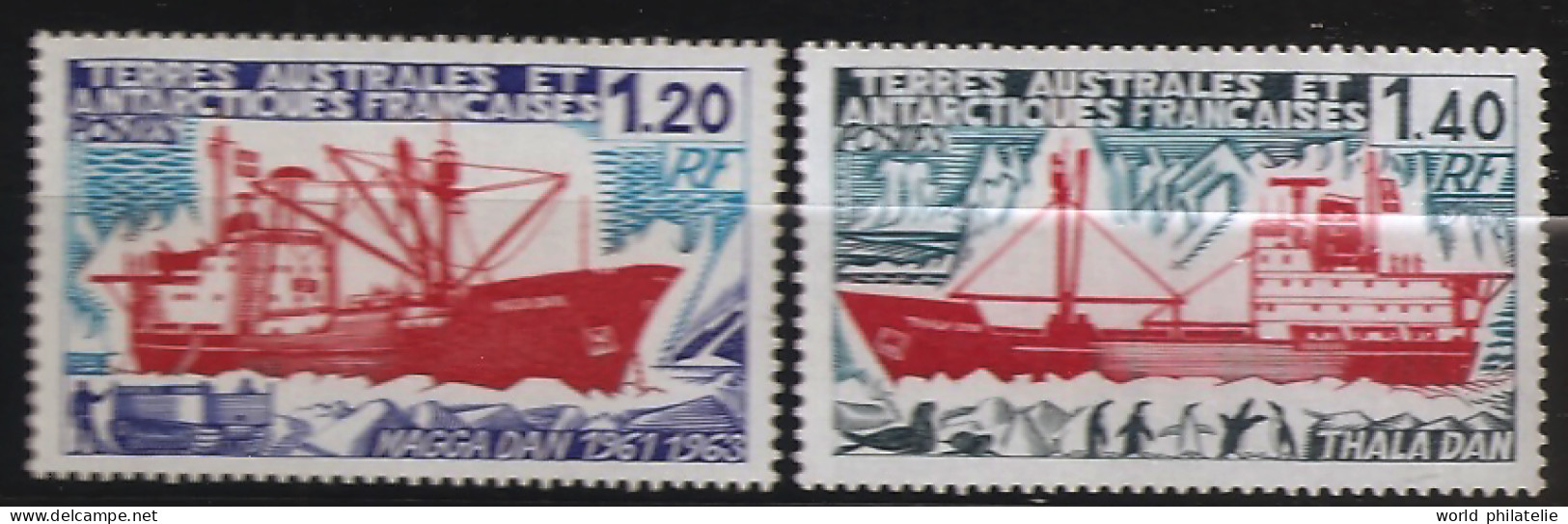 TAAF Terres Australes 1977 N° 66 / 7 ** Bateaux, Magga Dan, Thala Dan, Phoque, Manchots, Banquise, Chenillard, Cargo - Neufs