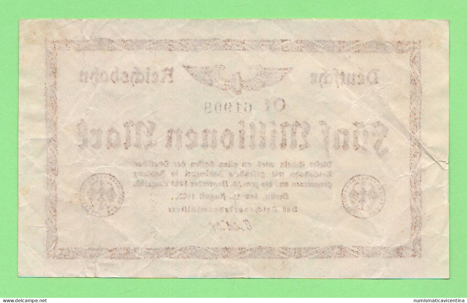 Germany Fünf 5 Million Marck 1923 Deuthe Reichsbahn Emittente Ferrovie Del Reich Tedesco Banknote - Non Classificati