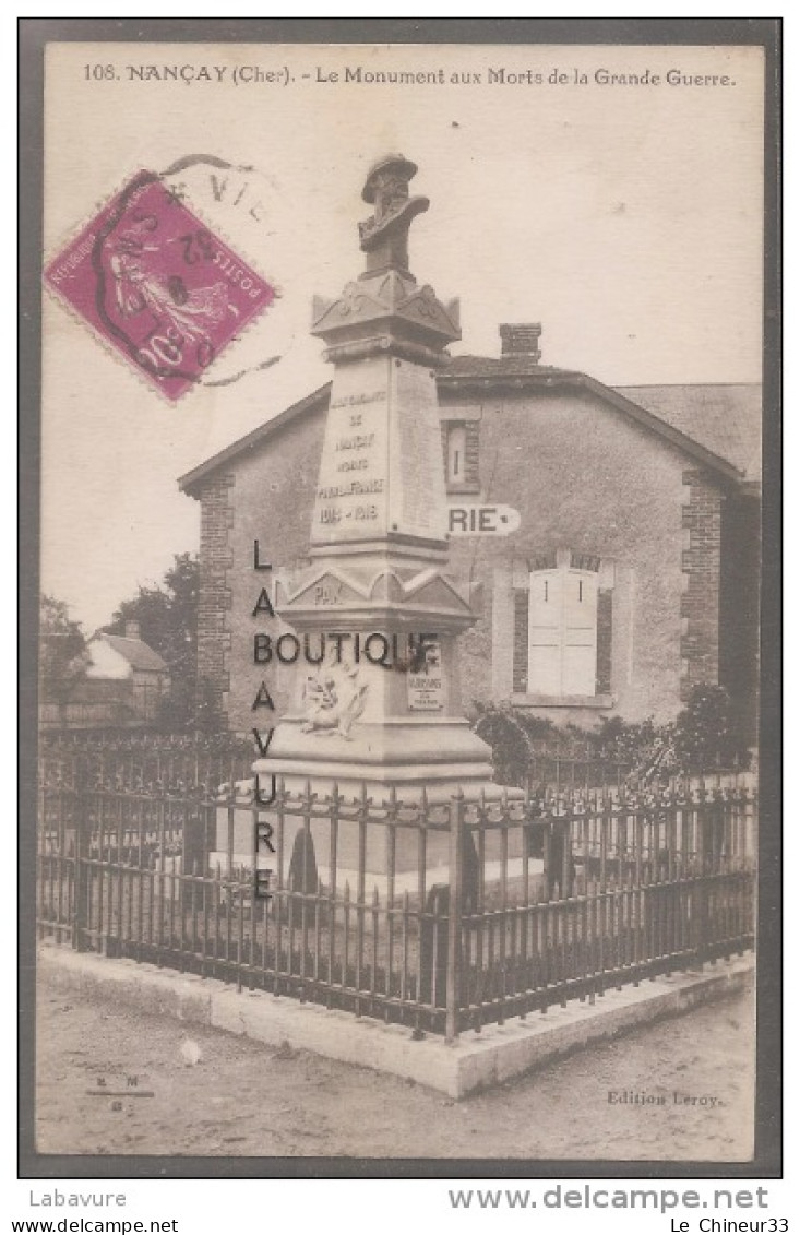 18 - NANCAY--Le Monument Aux Morts De La Grande Guerre - Nançay