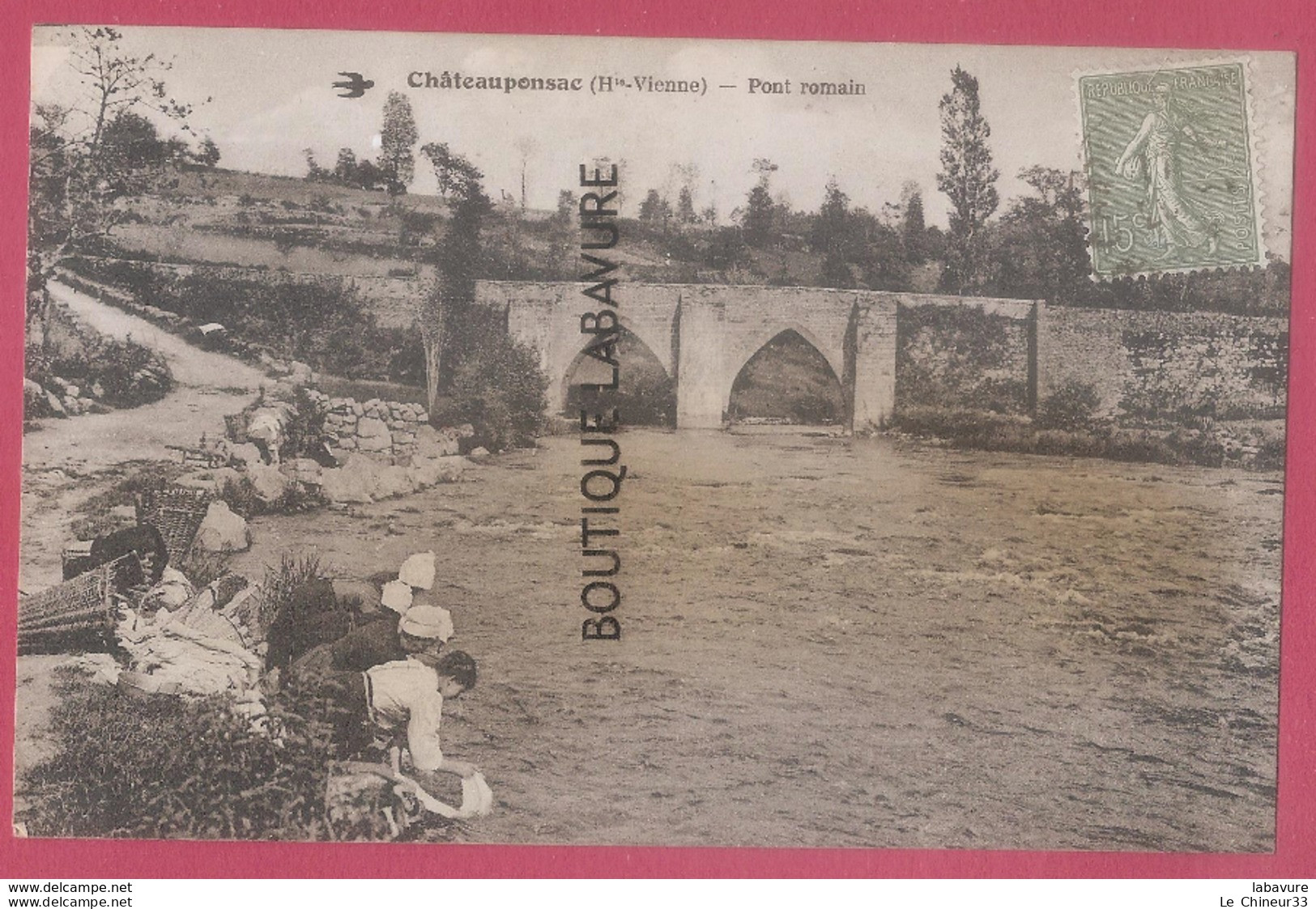 87 - CHATEAUPONSAC---Pont Romain--Laveuses--animé - Chateauponsac