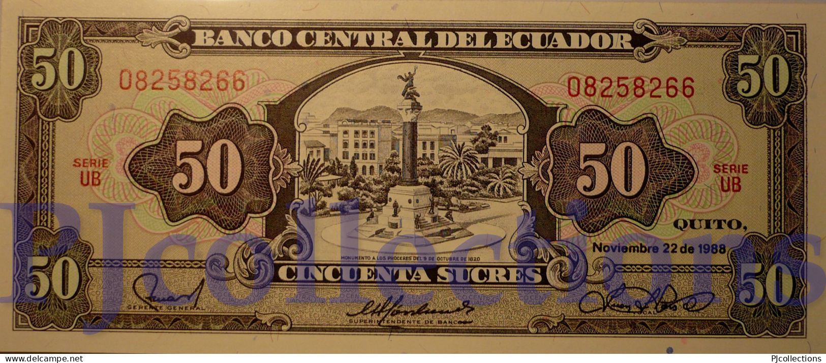 ECUADOR 50 SUCRES 1988 PICK 122a UNC - Equateur