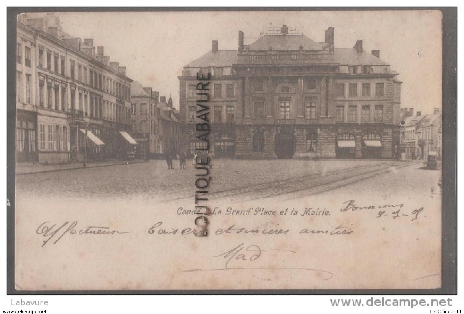 59----CONDE-La Grand'Place Et La Mairie---Précurseur - Conde Sur Escaut