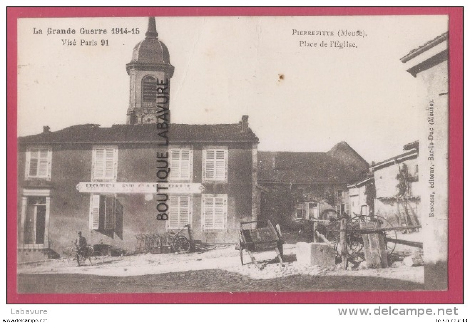 55 - PIERREFITE--Place De L4eglise WW1--Materiel Agricole--Hotel Café--animé - Pierrefitte Sur Aire
