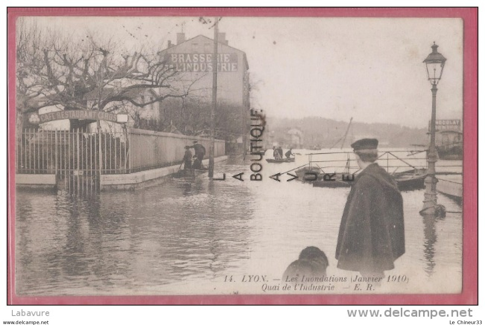 69009 - LYON --Les Inondations (Janvier 1910) Quai De L'industrie--Café Restaurant Gros--animé - Lyon 9
