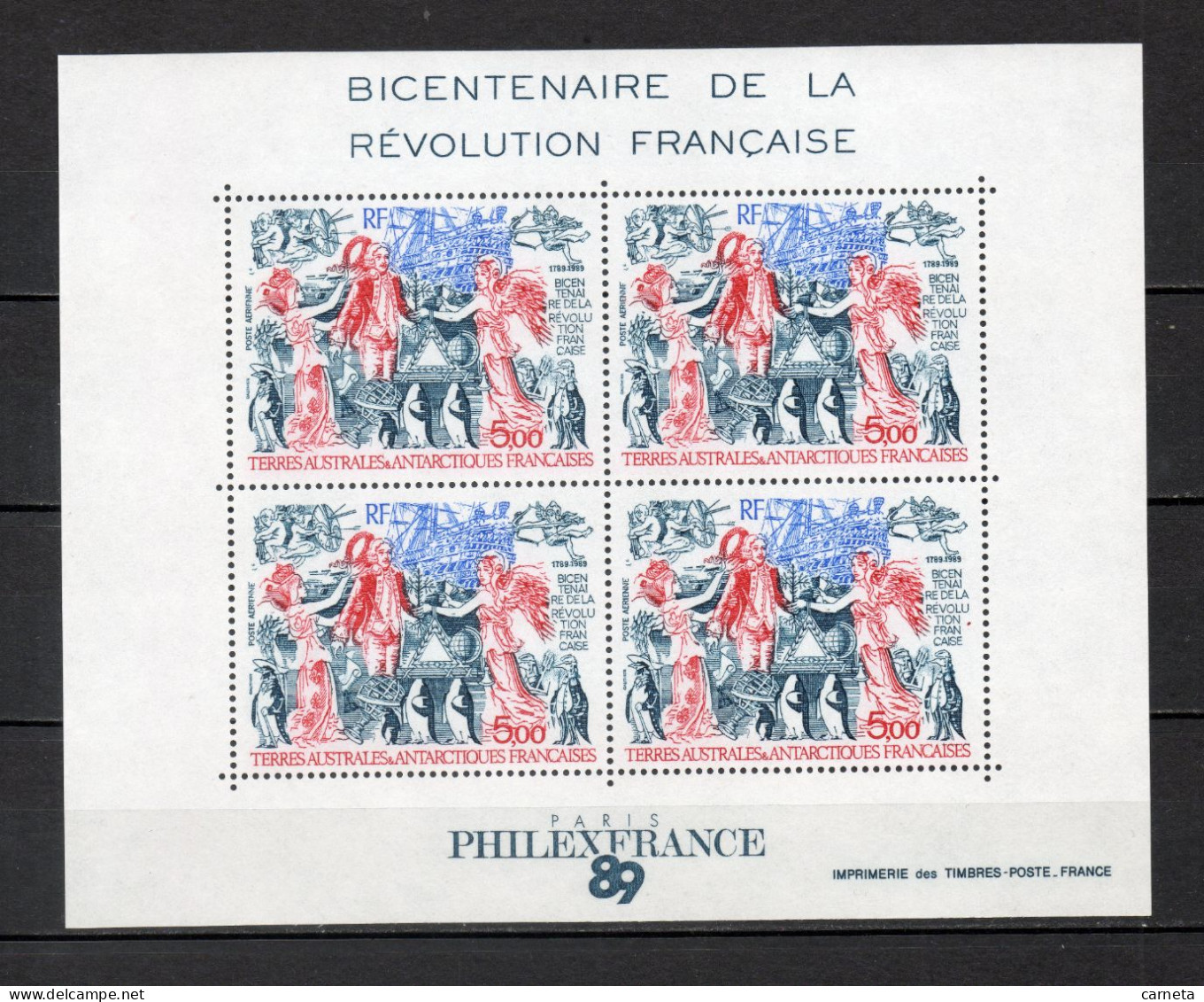 TAAF BLOC N° 1  NEUF SANS CHARNIERE COTE 12.50€     REVOLUTION FRANCAISE - Blocks & Kleinbögen