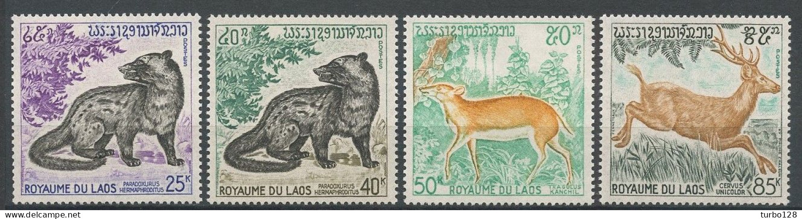 LAOS 1971 N° 236/239 ** Neufs MNH Superbes C 7.50 € Faune Animaux Sauvages Civette Chevrotain Cerf - Laos