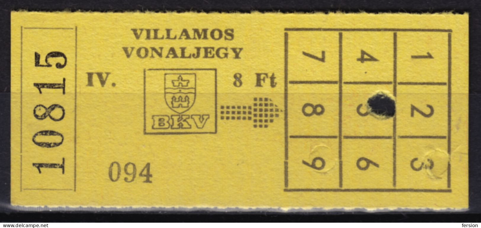 Tramway Tram BUDAPEST HUNGARY BKV Public Transport Ticket - 1990 - Used - Europe