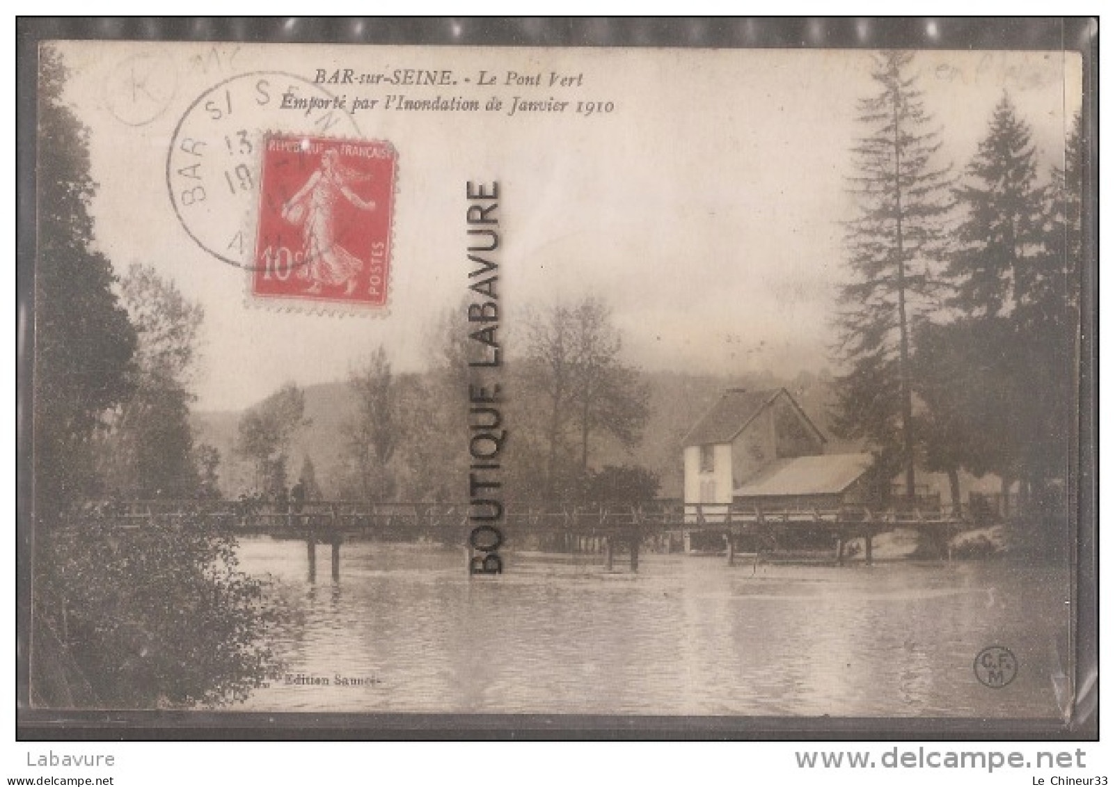 10 - BAR SUR SEINE--Le Pont Vert Emporté Par L'inondation De Janvier 1910 - Bar-sur-Seine