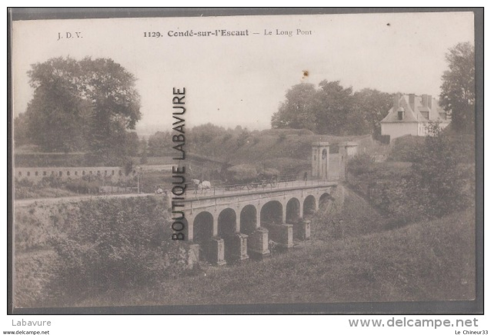 59--CONDE SUR L'ESCAUT--Le Long Pont---charette De Foin---animé - Conde Sur Escaut