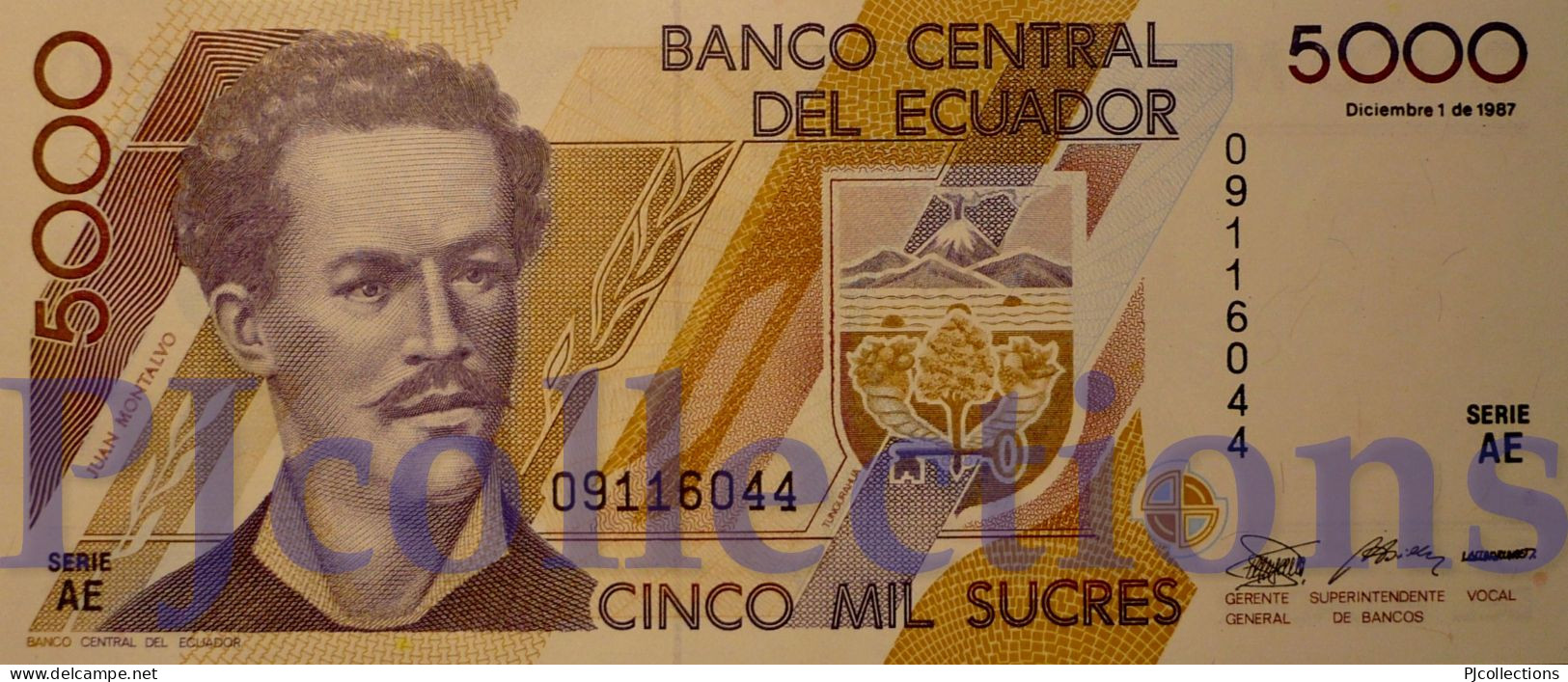 ECUADOR 5000 SUCRES 1987 PICK 126a UNC RARE - Equateur