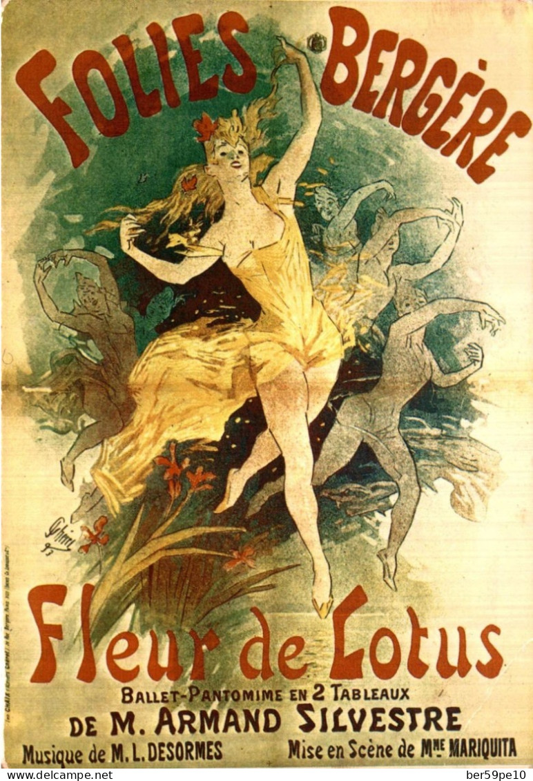 AFFICHE DANSE ET MAGIE FLEUR DE LOTUS AUX FOLIES BREGERE BALLET PANTOMINE EN 2 TABLEAUX DE A. SILVESTRE - Danse