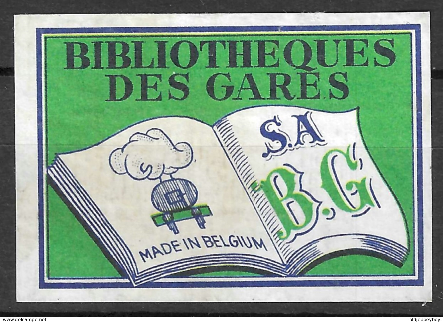  VINTAGE MATCHBOX LABEL BELGIUM BIBLIOTHEQUES DES GARES   5  X 3.5  Cm  - Zündholzschachteletiketten