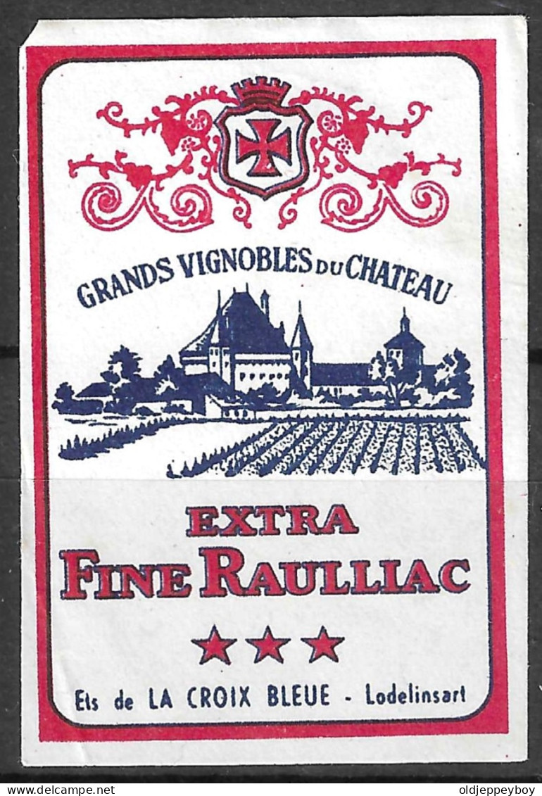  VINTAGE MATCHBOX LABEL Ancienne étiquettes Allumettes Belgique GRANDS VIGNOBLES DU CHATEAU  5  X 3.5  Cm  - Boites D'allumettes - Etiquettes