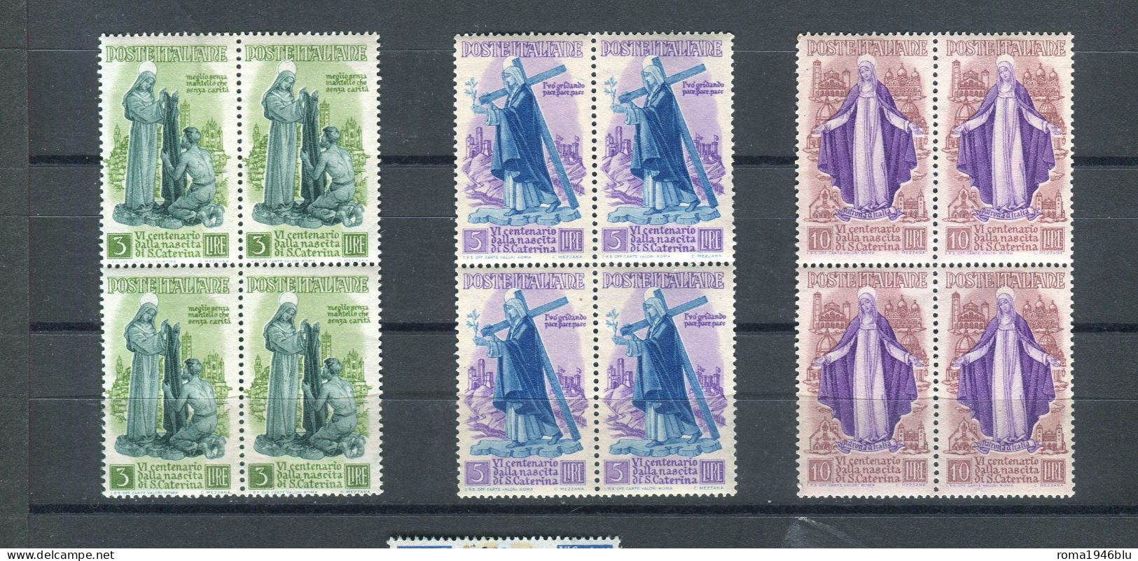 REPUBBLICA 1948 S. CATERINA DA SIENA  3 L. 5 L. 10 L. QUARTINA ** MNH - 1946-60: Nuevos