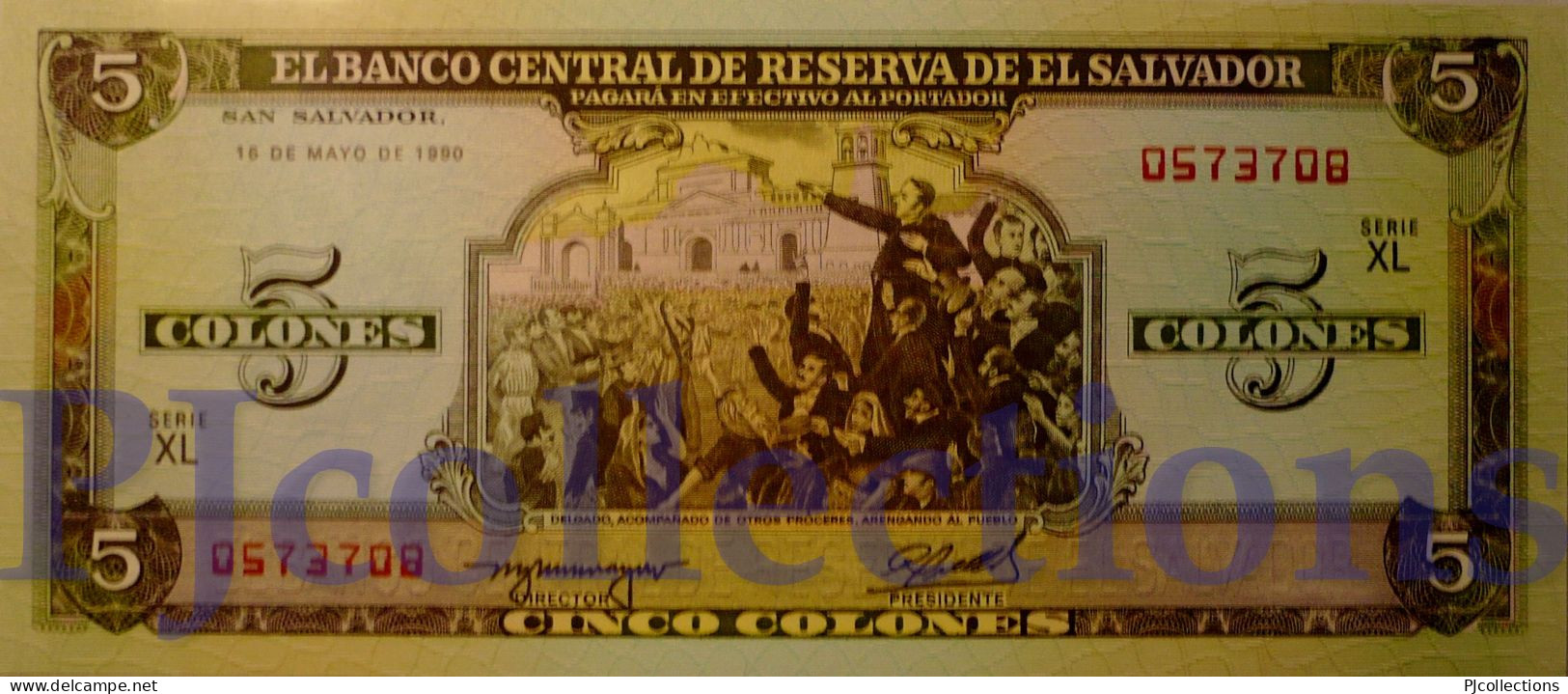 EL SALVADOR 5 COLONES 1990 PICK 138a UNC - Salvador