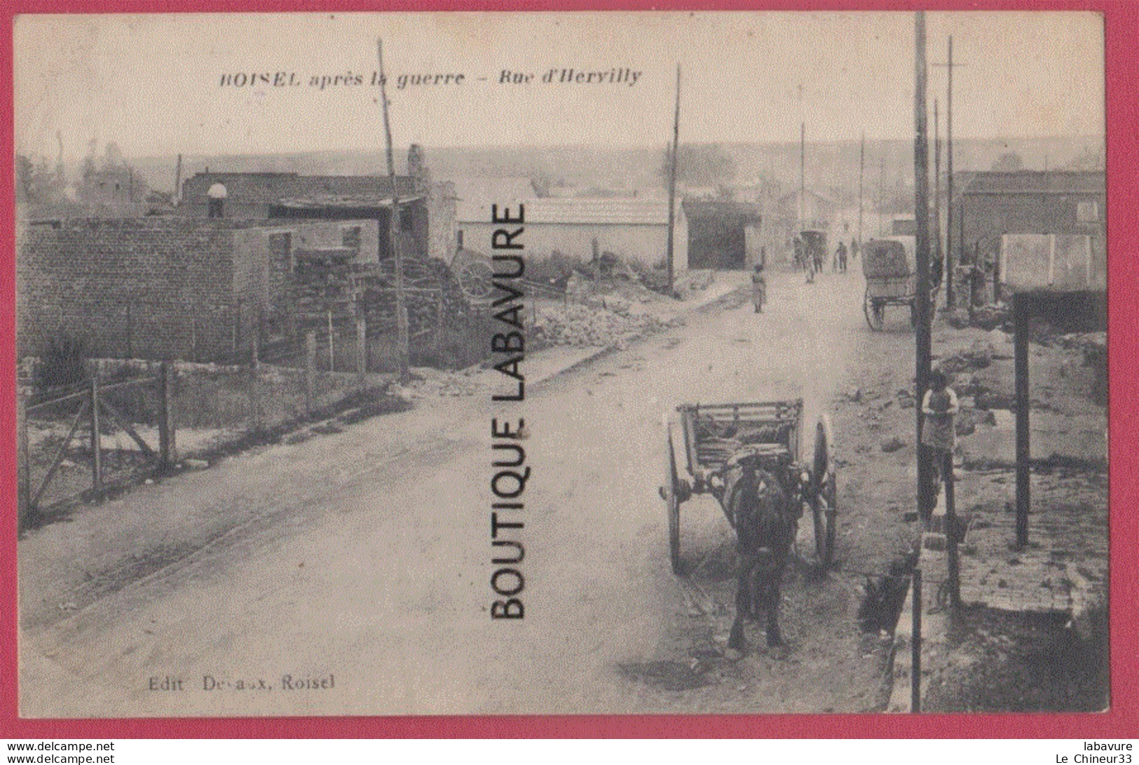 80 - ROISEL----Apres La Guerre----Rue D'Hervilly---animé - Roisel