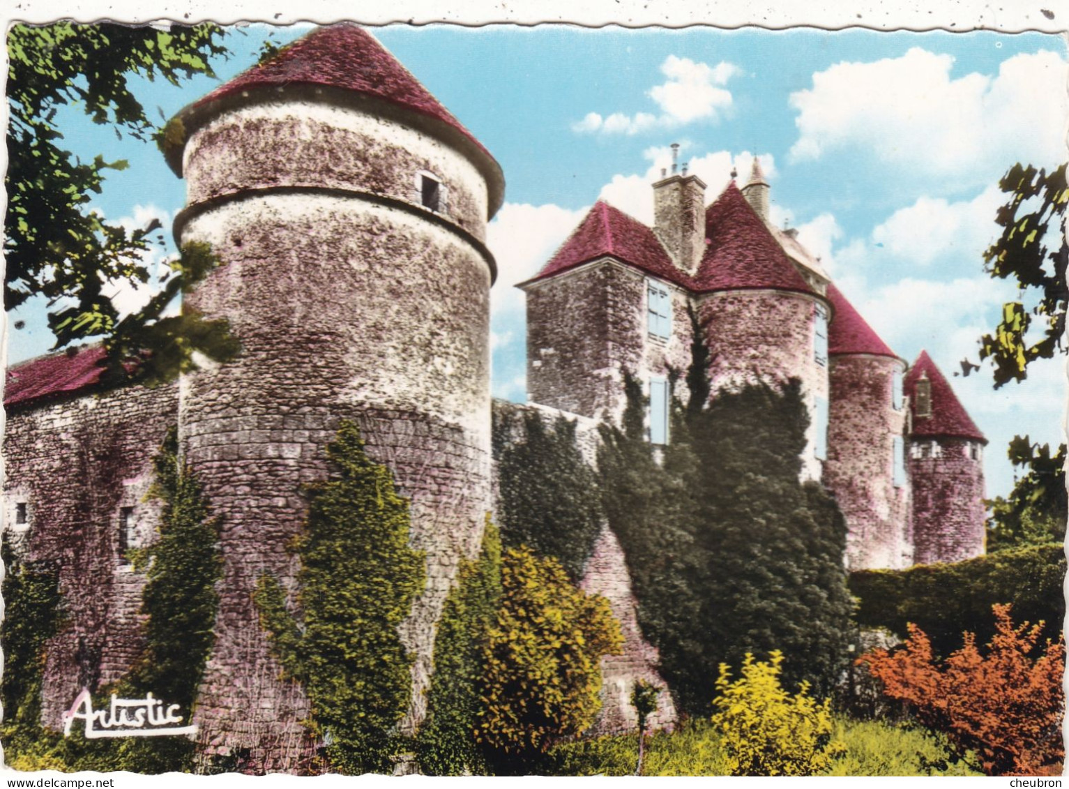 89. TREIGNY RATILLY. CPA.  CHATEAU FORT . ANNEES 50 COULEUR + TEXTE. - Treigny