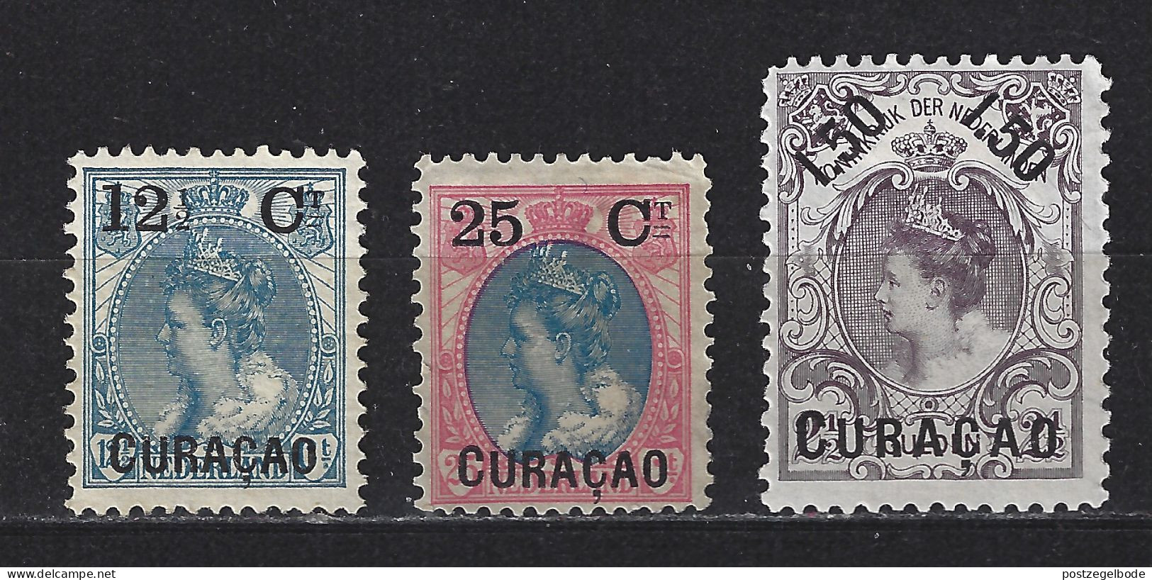 Nederlandse Antillen Curacao 26 27 28 MLH Ong ; Frankeerzegels 1901 - Curaçao, Nederlandse Antillen, Aruba