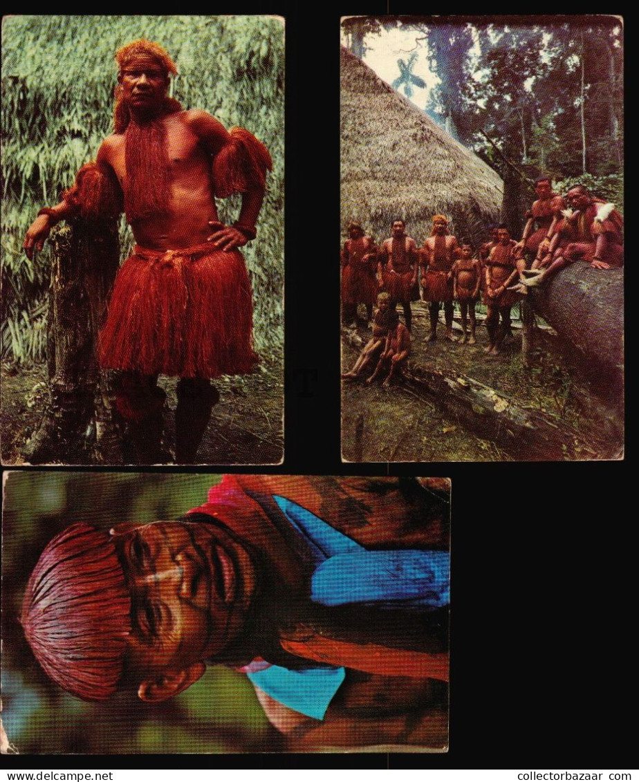 ETHNIC AMAZONAS COLOMBIA ECUADOR INDIANS YAGUA AND COLORADO NATIVES 3 POSTCARDS - Amérique