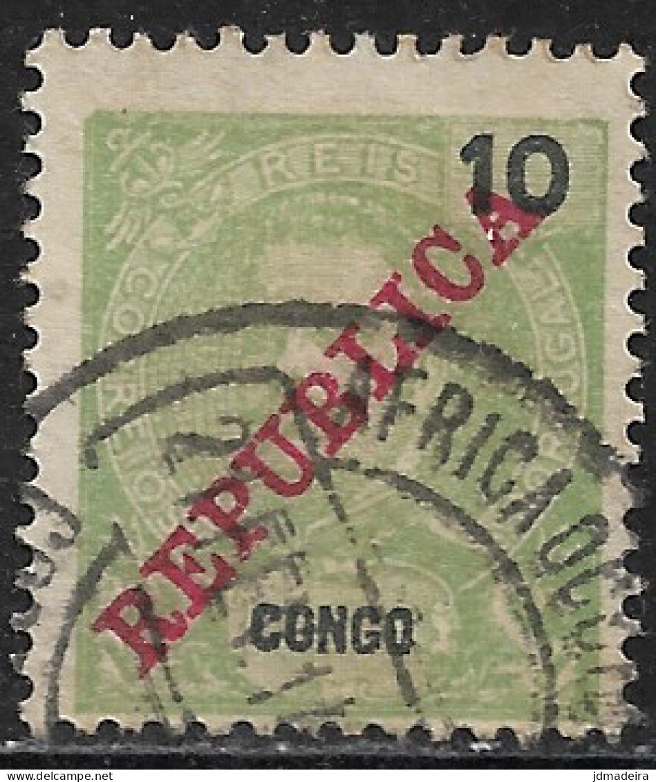 Portuguese Congo – 1911 King Carlos Overprinted REPUBLICA 10 Réis Used Stamp - Congo Portoghese