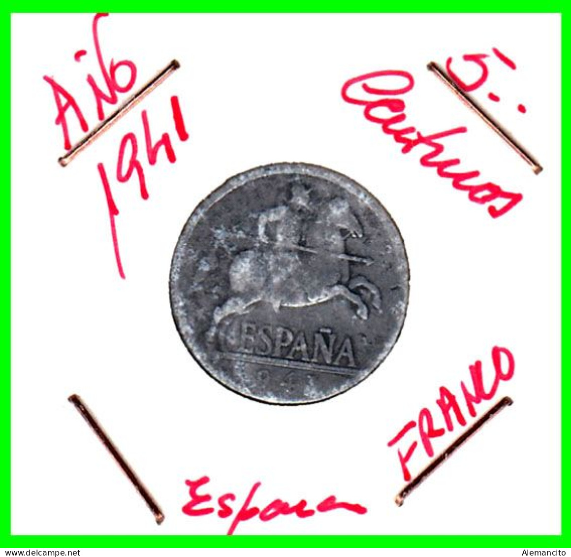 ESPAÑA ( EUROPA ) MONEDA 5 CTS. FRANCO 1941 ESTADO ESPAÑOL COMPOSICIÓN ALUMINIO. ( Moneda Circulada ) - 10 Céntimos