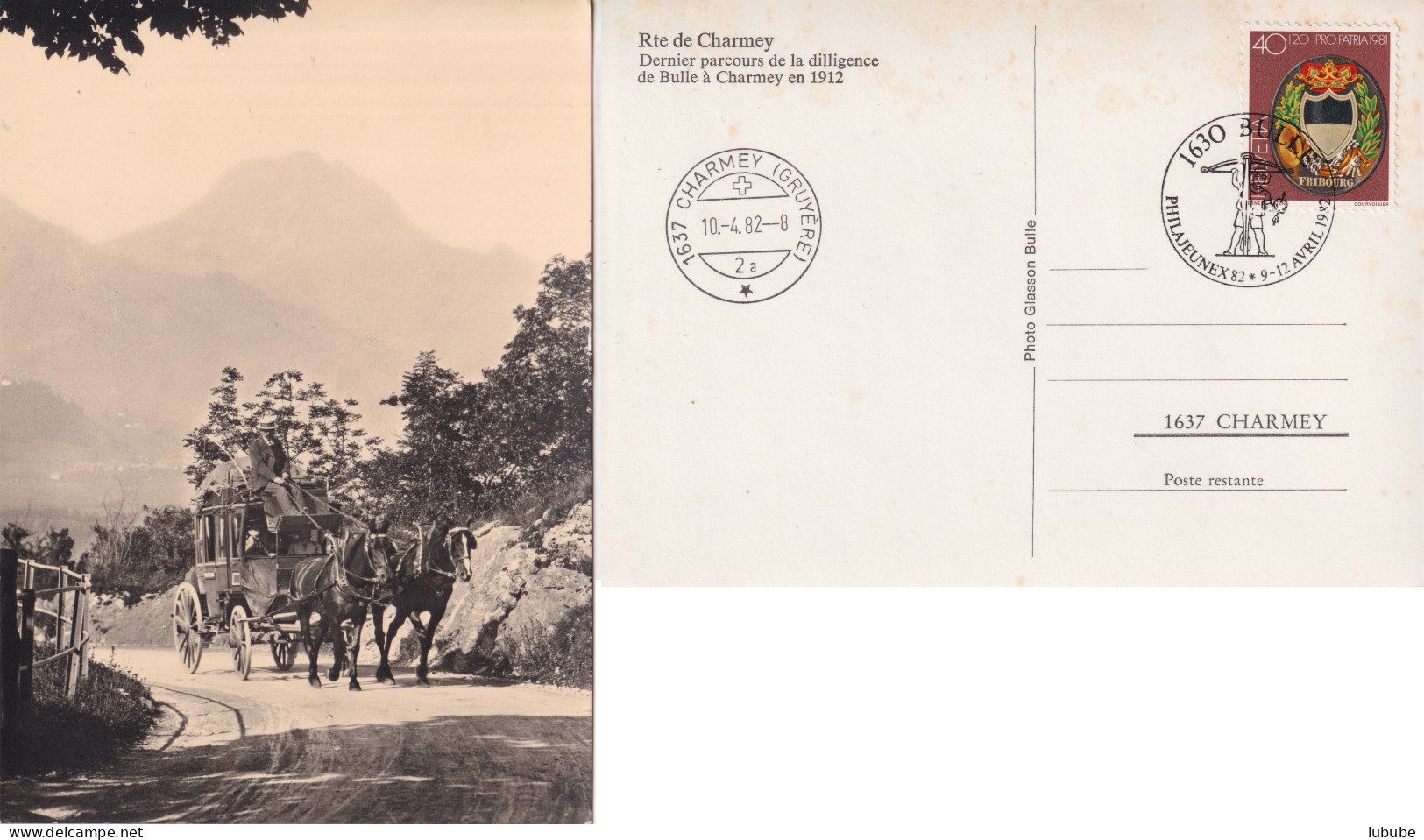 Route De Charmey - Dernier Parcours En 1912  (Repro)         1982 - Charmey