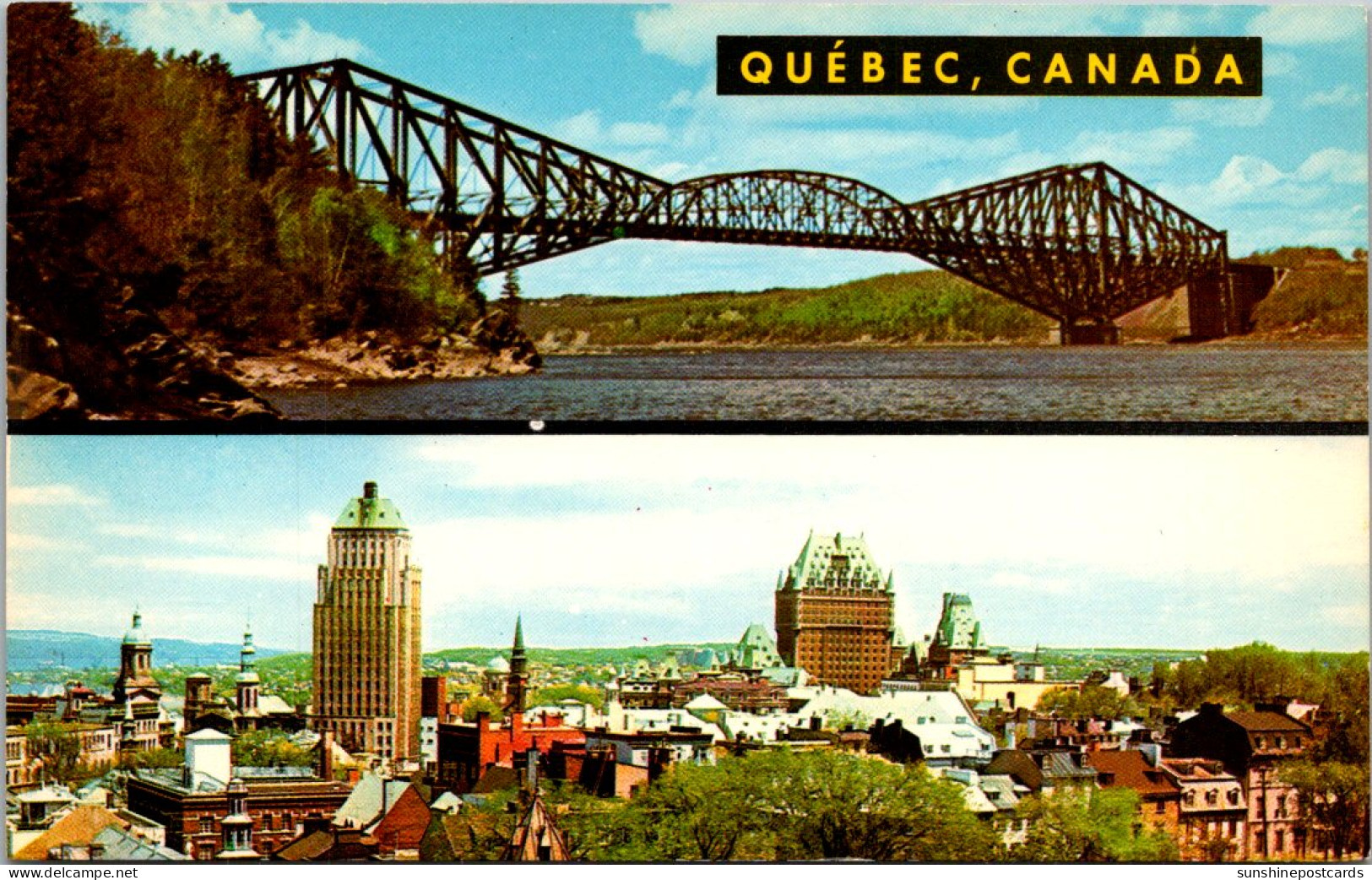 Canada Quebec Split View Skyline And Bridge - Québec - La Cité