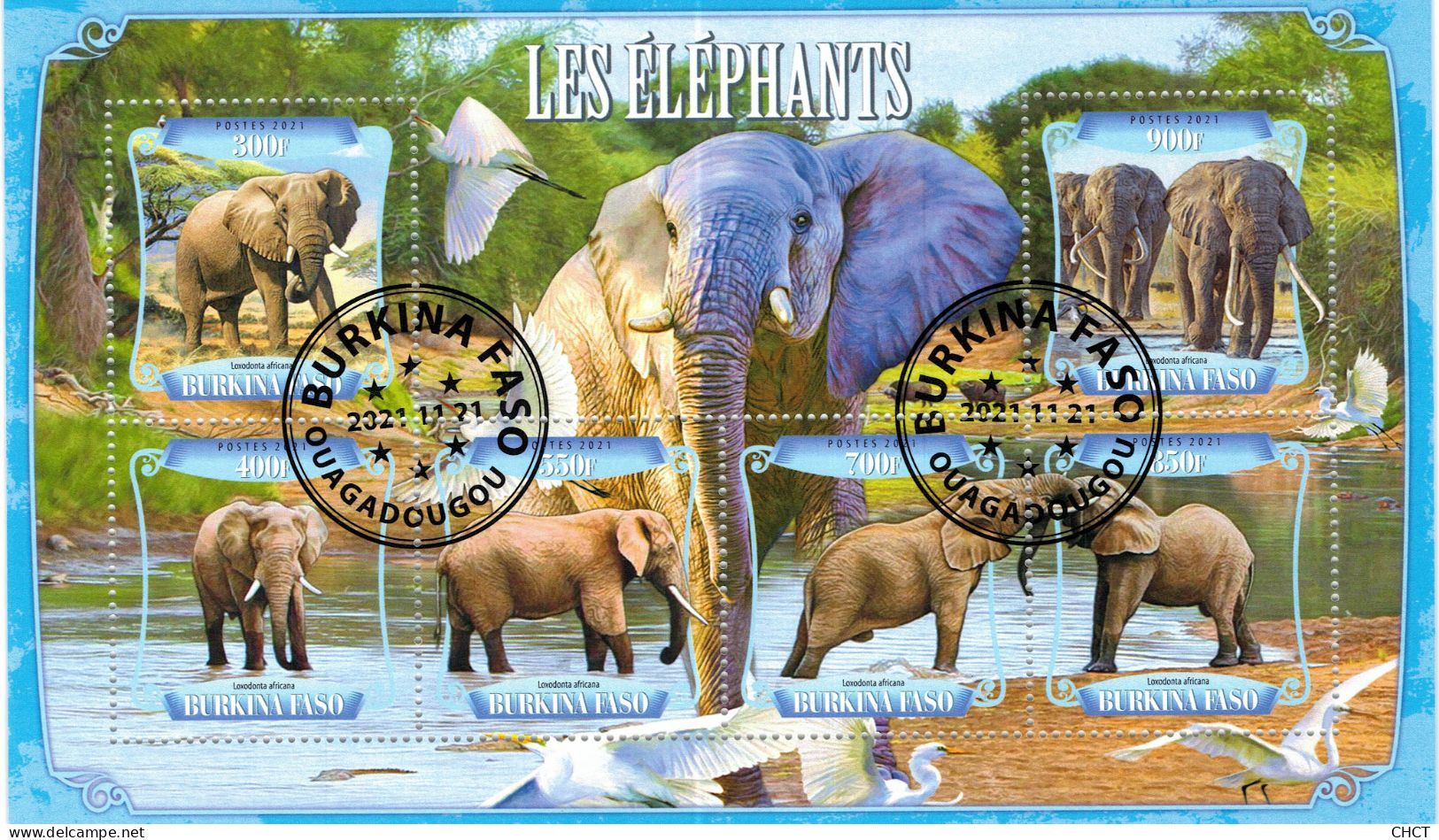 CHCT27 - Elephants, Fauna, Stamp Mini Sheet, Used CTO, 2021, Burkina Faso - Burkina Faso (1984-...)