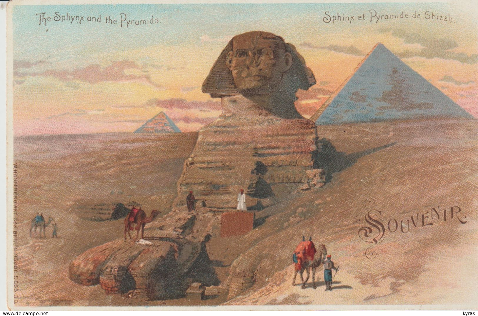 EGYPTE.  Sphynx Et Pyramide De Ghizeh "Souvenir" Illustration (Edit. W. HAGELBERG Akt  N° 35980) - Sphinx