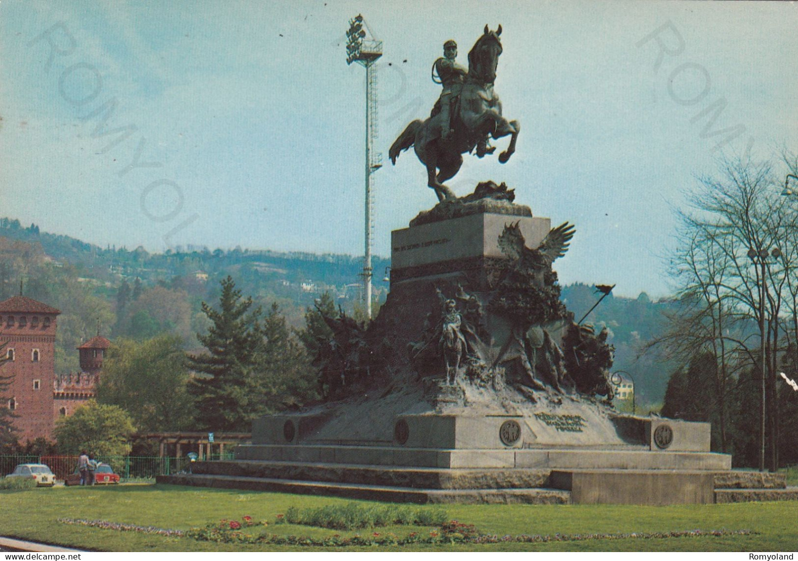 CARTOLINA  TORINO,PIEMONTE-VALENTINO-MONUMENTO AL PRINCIPE EUGENIO-STORIA,MEMORIA,CULTURA,RELIGIONE,VIAGGIATA - Castello Del Valentino