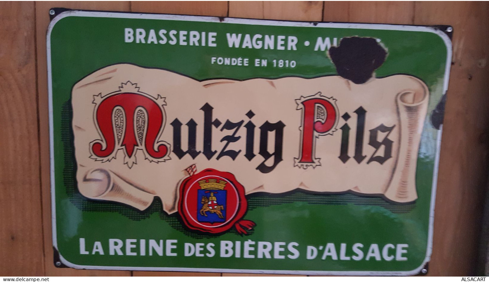 Plaque émaillée  Ea Strasbourg , Bière Mutzig , Bon état - Drank & Bier